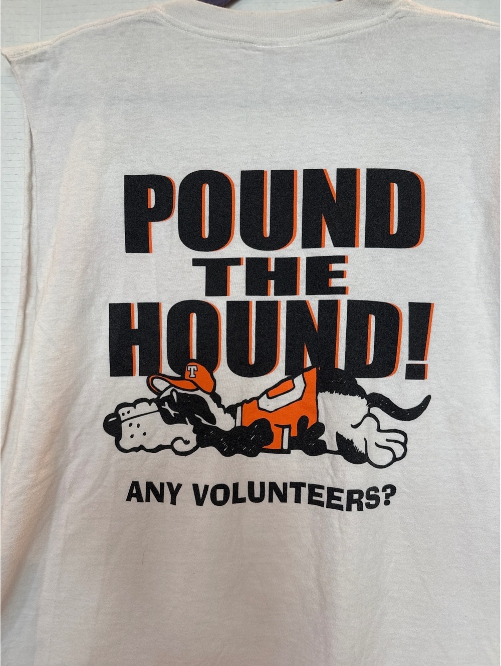 Vintage Champion Sleeveless White T-Shirt Beat Tennessee Pound The Hound